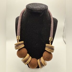 Chic Statement Necklace Resin, Fabric/Metal,Yarn BoHo Stamped 1946